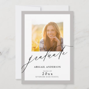 Modern Gray Elegant Script 2 Photo Graduation