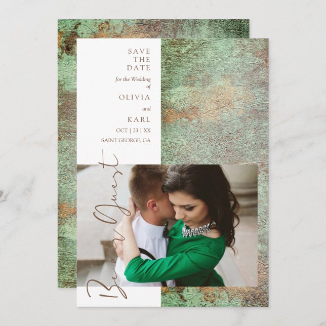 Modern Green Gold Be Our Guest Photo Couple (Frente/Verso)