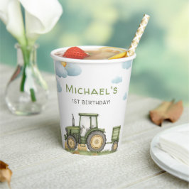 Modern Green Tractor 1st Birthday Party