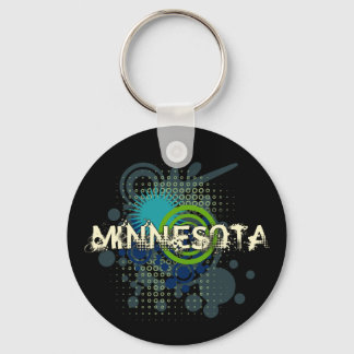 Modern Grunge Halftone Minnesota Chaveiro Dark