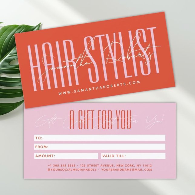 Modern hair stylist script typography gift card (Criador carregado)