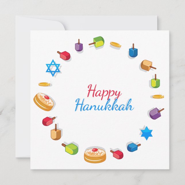 Modern Happy Hanukkah Dreidel Star Sufganiyah (Frente)