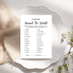 Modern I Love You Around World Game Card