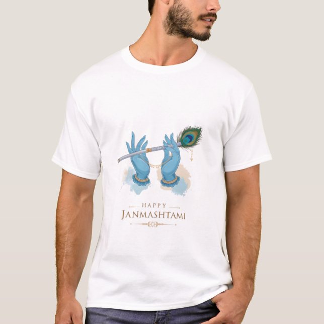 Modern Krishna Impressão T-Shirts - Mistura de Tra (Frente)