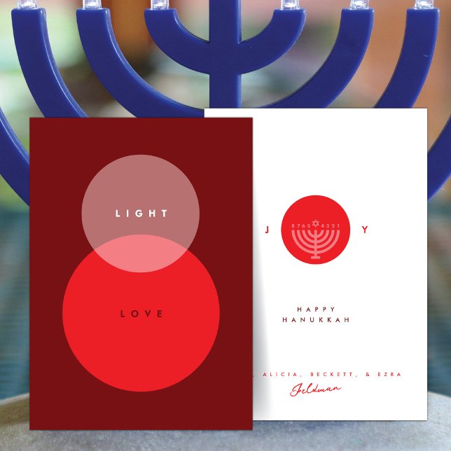 Modern Light & Love Cartão Vermelho de Hanukkah (Criador carregado)