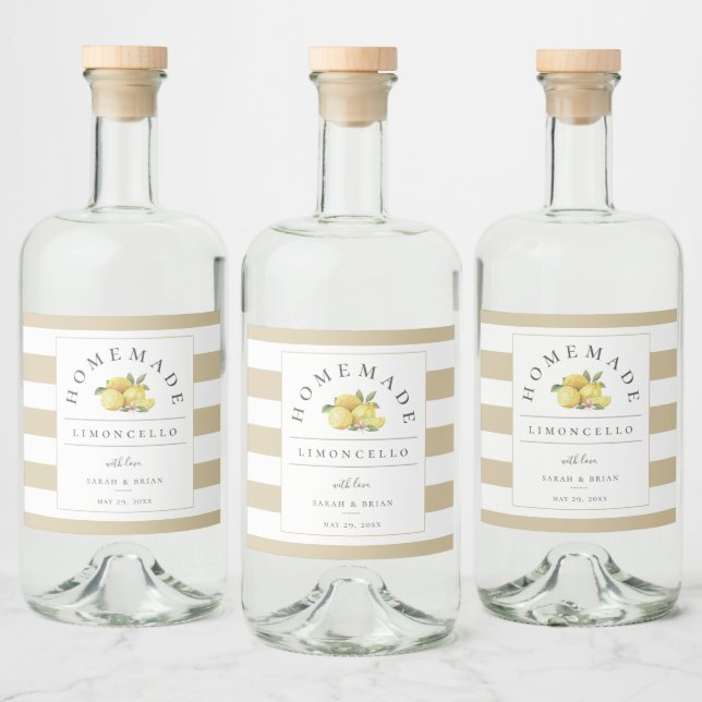 Modern Limoncello Rustic Sandy Beige Stripe (Garrafas)