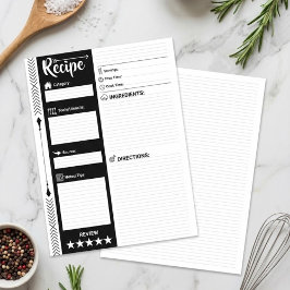 Modern Lined Recipe Pages (Letter Format Sheet) 