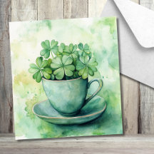Modern Lucky Shamrocks Cup Watercolor