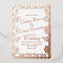 Modern Mexicano Papel Picado Dourado Casamento Pre
