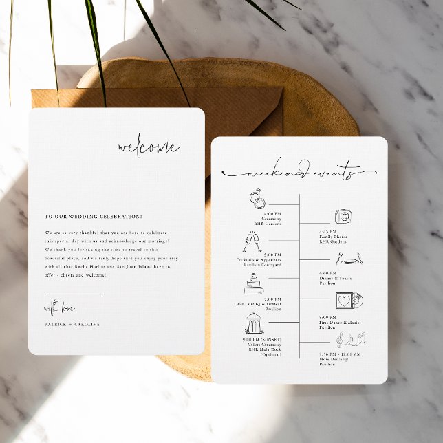 Modern Minimal | Cartão de Boas-Vindas de Casament (Criador carregado)