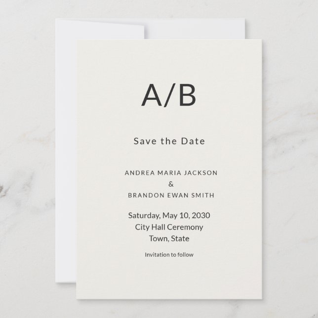 Modern Minimal City Hall Save the Date Card (Frente)