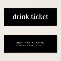 Modern Minimal | Ticket de Bebida de Casamento