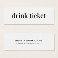 Modern Minimal | Ticket de Bebida de Casamento