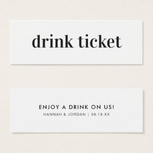 Modern Minimal   Ticket de Bebida de Casamento