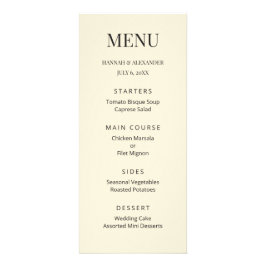 Modern Minimal Wedding Menu