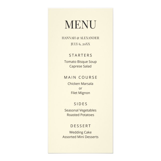 Modern Minimal Wedding Menu (Frente)