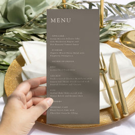 Modern Minimal Wedding Reception Menu Taupe