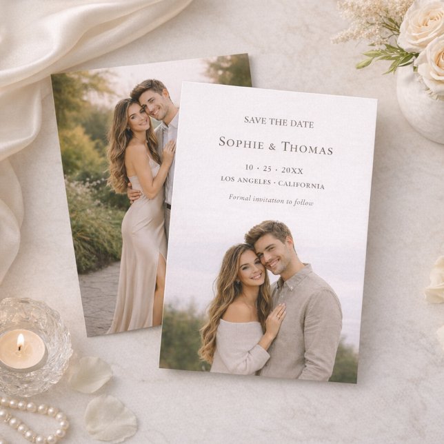 Modern Minimalist 2 Photos Save the Date (Modern Minimalist 2 Photos Save the Date)