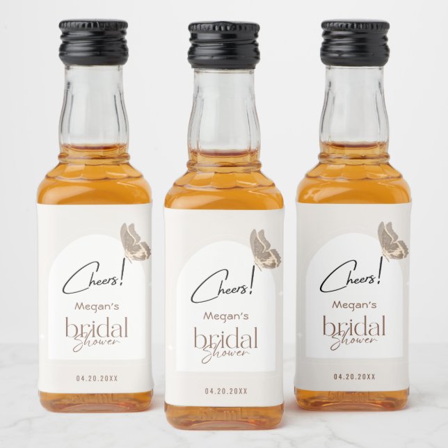 Modern Minimalist Beige Butterfly Bridal Shower (Garrafas)