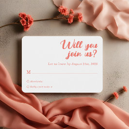 Modern Minimalist Coral Pink Wedding RSVP Cards