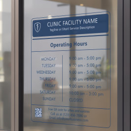 Modern Minimalist Navy Blue Clinic Operating Hours