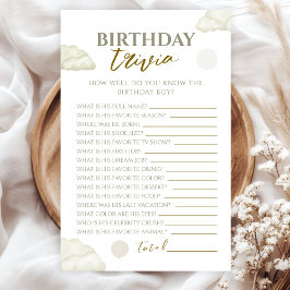 Modern Minimalist Neutral Gold Birthday Boy Trivia