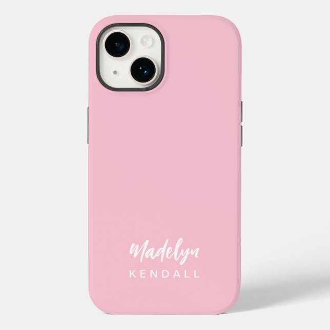 Modern Minimalist Stylish Script Cotton Candy Pink (Verso)