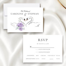 Modern Minimalist Swan RSVP Card with Meal Options