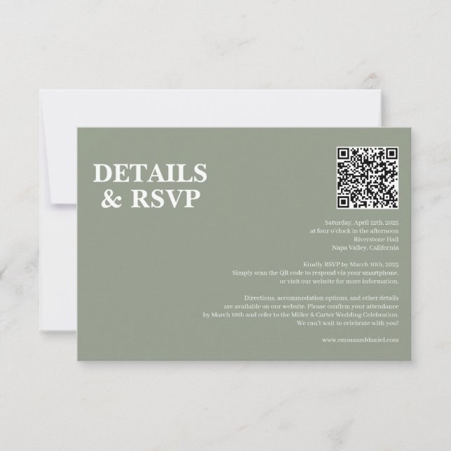 Modern Minimalist Wedding RSVP Card (Frente)