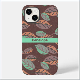 Modern Mint Green Orange and Purple Leaves Case-M