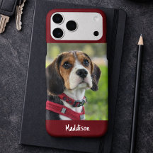 Modern Monogram 1 Photo Burgundy Red