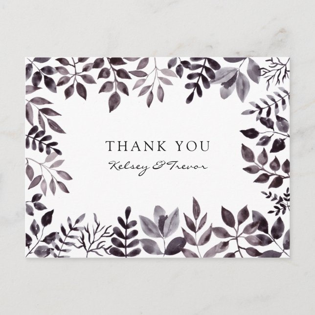 Modern Mood Watercolor Obrigado Cartão Postal (Frente)