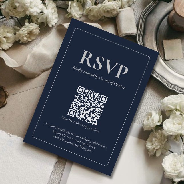 Modern Moody Wedding RSVP Card with QR code (Criador carregado)