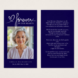 Modern Navy Blue Memorial Prayer Photo Card