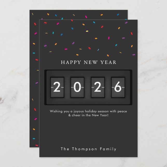 Modern New Year Simple Countdown Confetti (Frente/Verso)