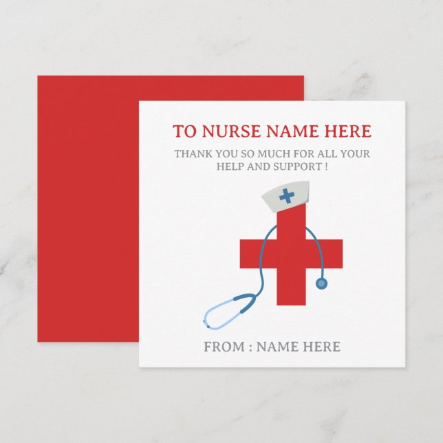 Modern  Nurse Thank You Card (Frente/Verso)