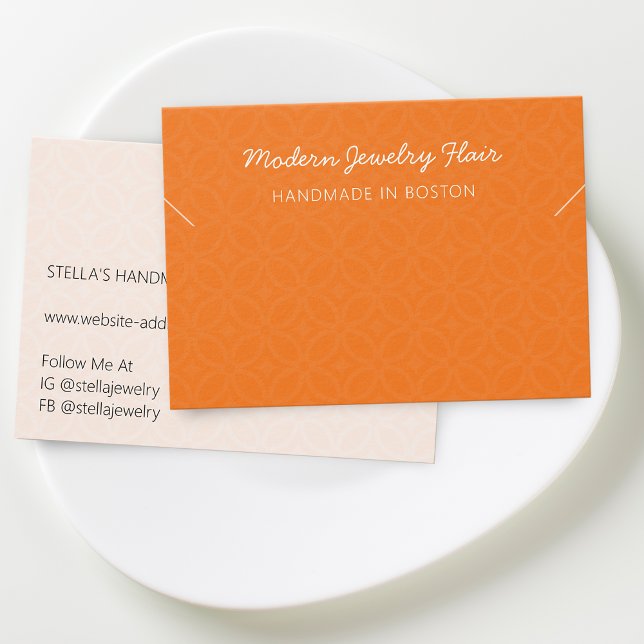 Modern Orange Necklace Bracelet Display Card (Modern Pattern Green Necklace Display Card)