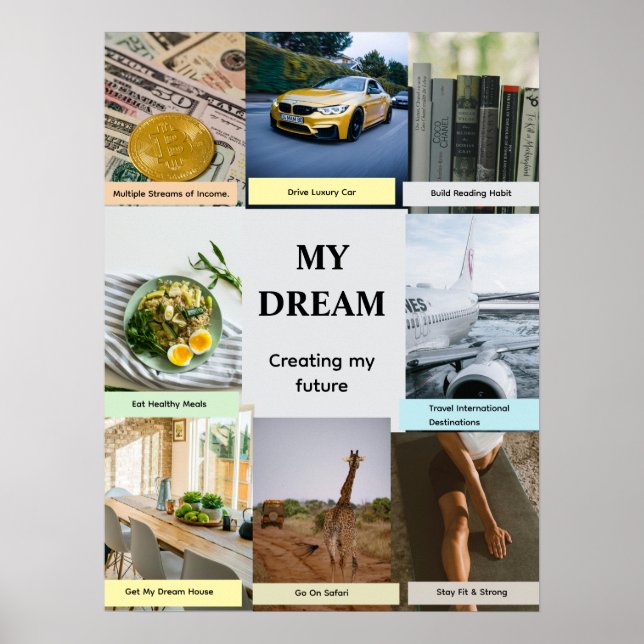 Modern Overlap Grid Vision Board Poster (Frente)