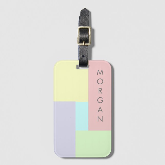 Modern Pastel | Etiqueta de bagagem personalizada (Frente Vertical)