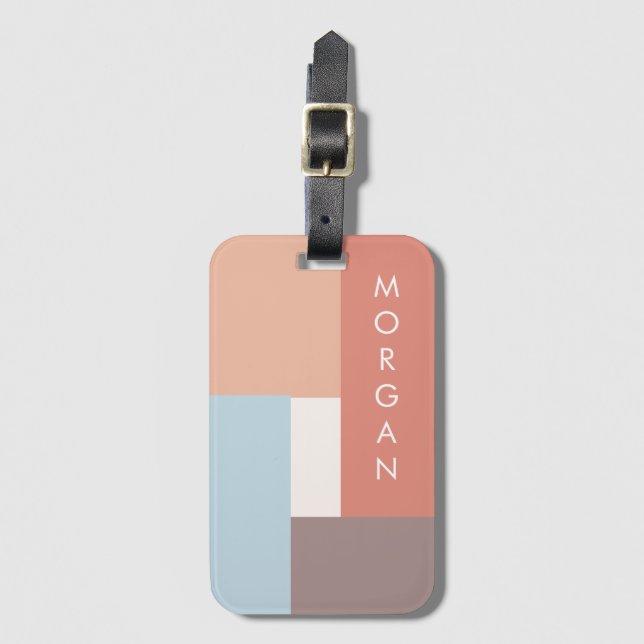 Modern Pastel | Etiqueta de bagagem personalizada (Frente Vertical)