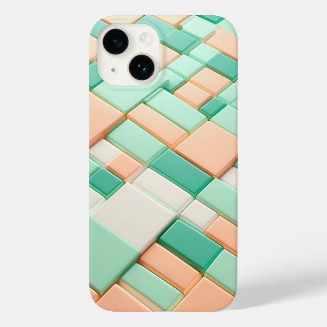 Modern Pastel Geometric Block Phone Case Soft Mint (Verso)