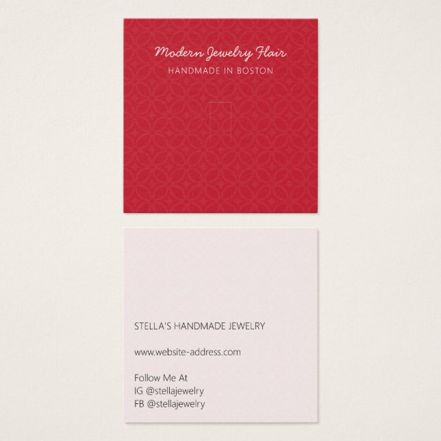 Modern Pattern Red Ring Display Card (Frente & Verso)