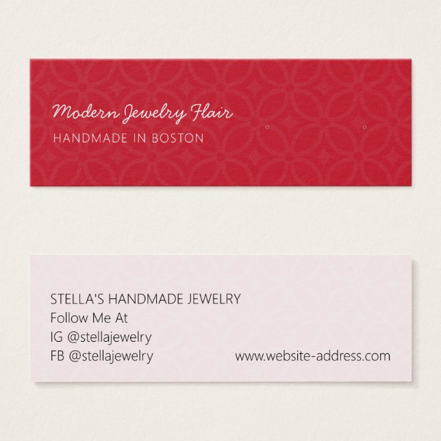 Modern Pattern Red Stud Earring Display Card (Frente & Verso)