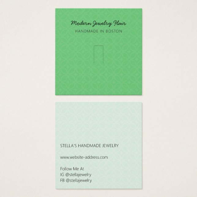 Modern Pattern Vivid Green Ring Display Card (Frente & Verso)