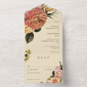 Modern Peach Mimosa Floral Verde