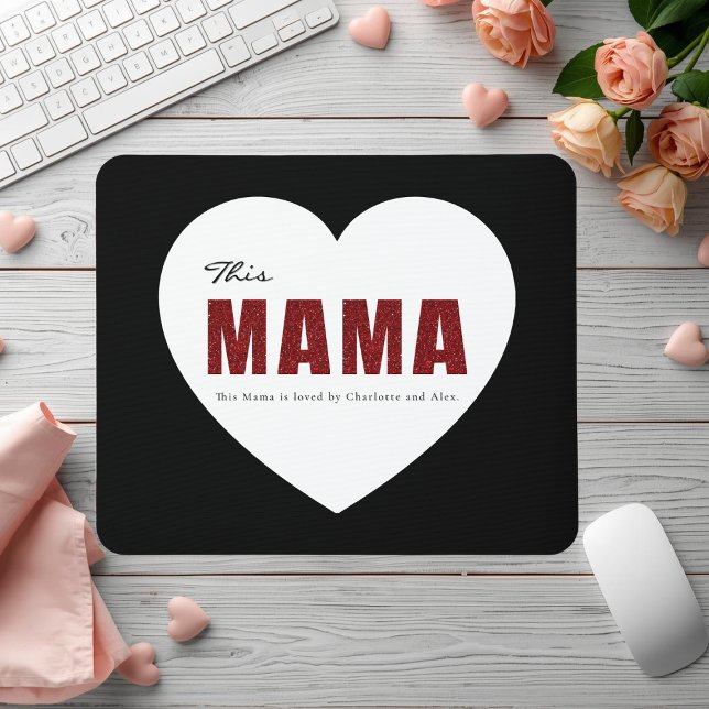 Modern Personalized Mama Heart Mouse Pad (Criador carregado)