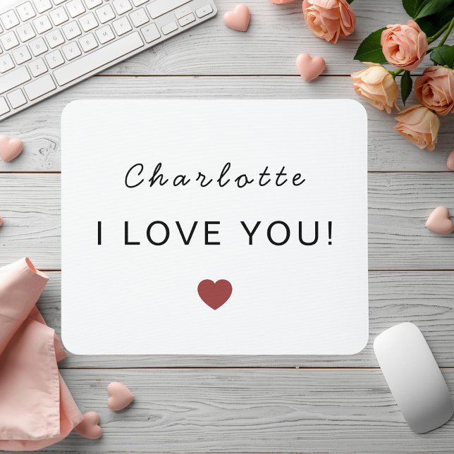 Modern Personalized Valentine Mouse Pad (Criador carregado)
