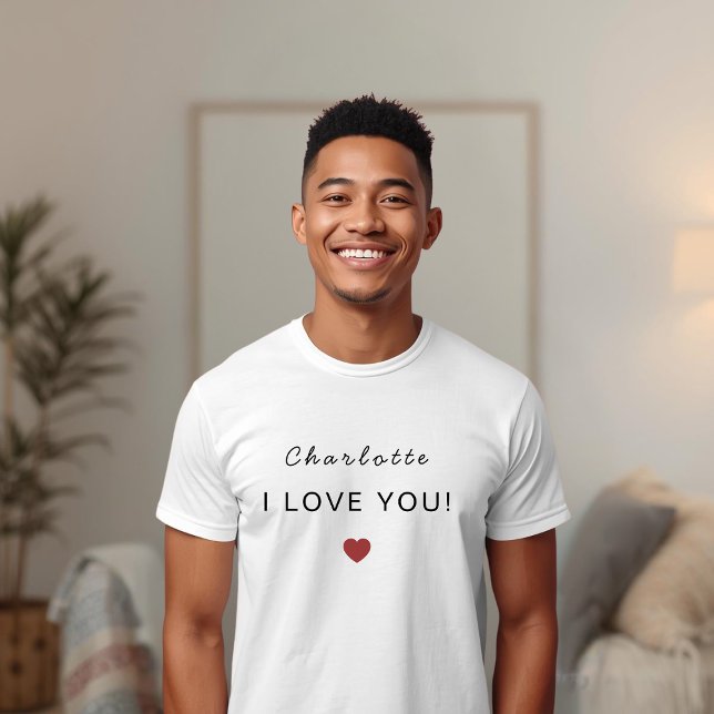 Modern Personalized Valentine T-Shirt – I Love You (Criador carregado)