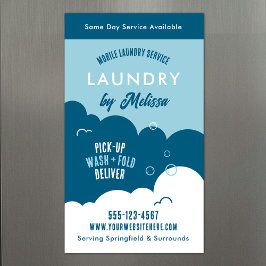 Modern Pick-Up Laundry Service Blue & White Magnet