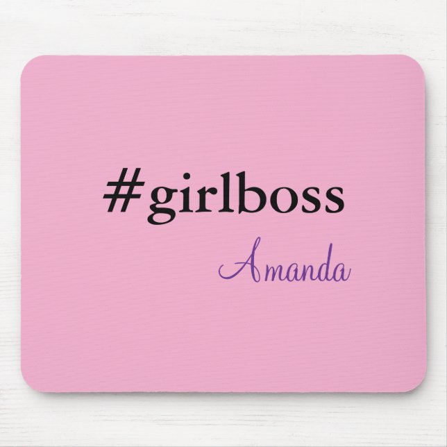 Modern Pink Girl Boss & Name | best Girly Mousepad (Frente)